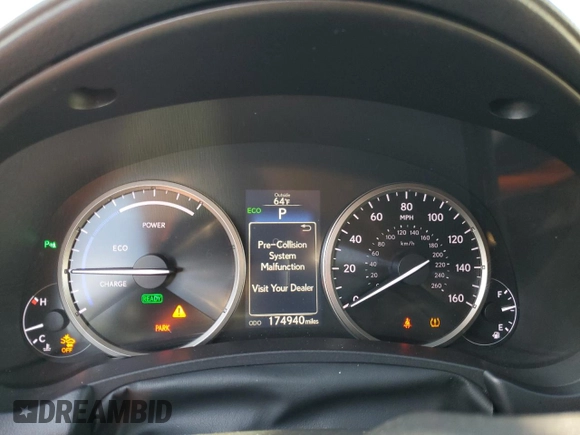 2015 Lexus NX 300h with VIN JTJYWRBZ6F2004775, listed as a Copart auction lot 44497085 with 174,940 mi miles and Salvage title. Bid and sale history available at DreamBid. Image 9.