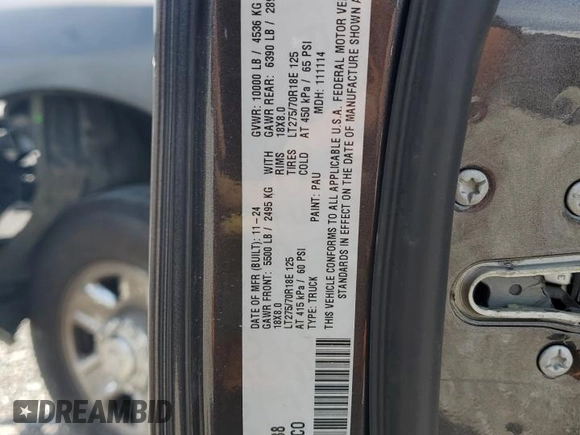 2024 Ram 2500 Tradesman with VIN 3C6UR5CJ6RG392538, listed as a Copart auction lot 57865935 with 4,859 mi miles and Salvage title. Bid and sale history available at DreamBid. Image 13.