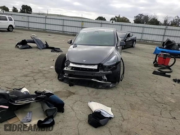 2025 Tesla Model Y Long Range with VIN 7SAYGDED6SF227475, listed as a Copart auction lot 42634345 with 3,493 mi miles and Salvage Title. Bid and sale history available at DreamBid. Image 10.