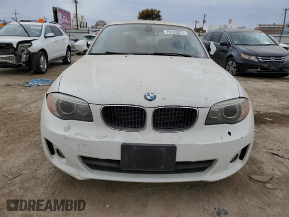 2012 BMW 1 Series 128i with VIN WBAUP7C55CVM54987, listed as a Copart auction lot 76133874 with 124,958 mi miles and Salvage title. Bid and sale history available at DreamBid. Image 5.