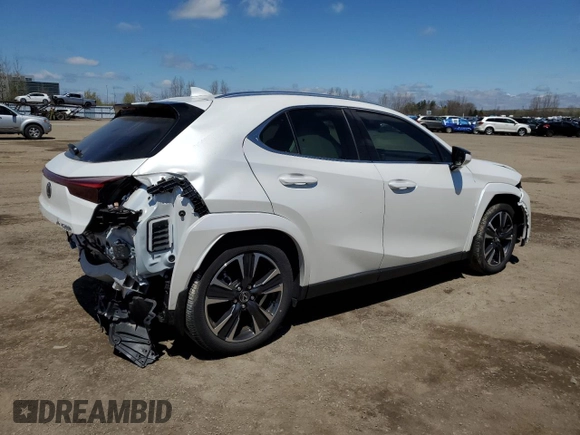 2025 Lexus UX 300h z VIN JTHUCJDHXS2001225, wystawiony jako Copart lot #55670245 z przebiegiem 4 205 mil mil oraz Czysty tytuł • Clean title. Historia ofert i sprzedaży dostępna na DreamBid. Obrazek 3.
