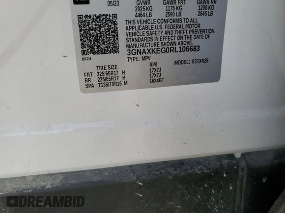 2024 Chevrolet Equinox LT with VIN 3GNAXKEG0RL106683, listed as a Copart auction lot 47869355 with 24,359 mi miles and Salvage Title. Bid and sale history available at DreamBid. Image 13.