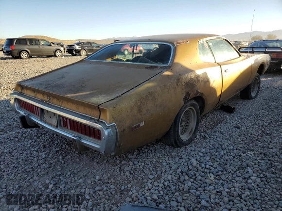1974 Dodge Charger z VIN WH23G4G119455, wystawiony jako Copart lot #57183165 z przebiegiem 79 597 mil mil oraz Szkoda całkowita • Salvage title. Historia ofert i sprzedaży dostępna na DreamBid. Obrazek 3.