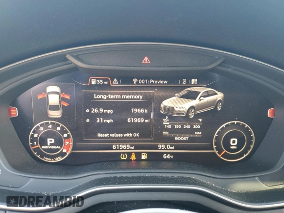 2019 Audi S4 Premium Plus with VIN WAUB4AF45KA115863, listed as a Copart auction lot 80114384 with 61,969 mi miles and Salvage Title. Bid and sale history available at carsss.com. Image 9.