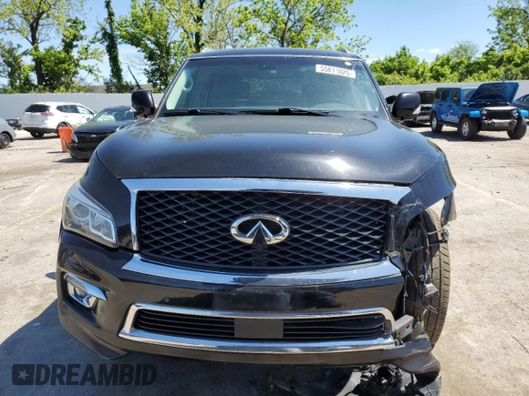 2017 Infiniti QX80 with VIN JN8AZ2NEXH9151613, listed as a Copart auction lot 55811025 with 286,125 mi miles and Salvage title. Bid and sale history available at DreamBid. Image 5.