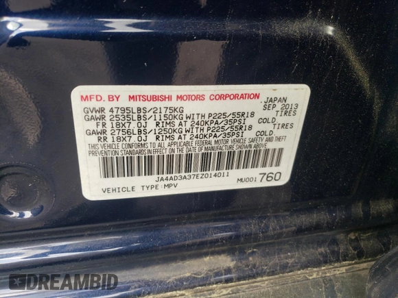 2014 Mitsubishi Outlander SE z VIN JA4AD3A37EZ014011, wystawiony jako Copart lot #55179055 z przebiegiem 208 791 mil mil oraz Czysty tytuł • Clean title. Historia ofert i sprzedaży dostępna na DreamBid. Obrazek 13.