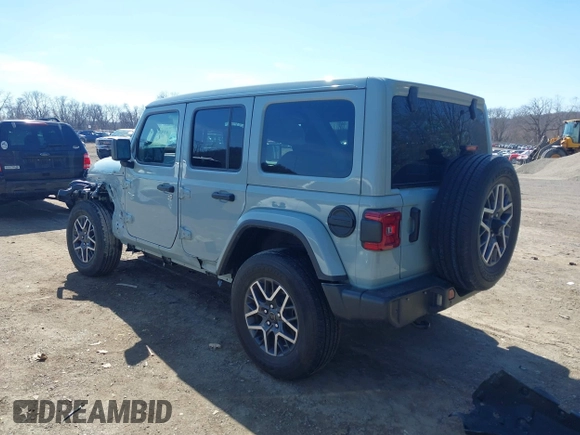 2024 Jeep Wrangler Sahara with VIN 1C4PJXEG1RW299325, listed as a IAAI auction lot 41854789 with 27,808 mi miles. Bid and sale history available at carsss.com. Image 3.