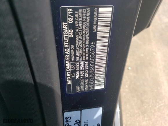 2019 Mercedes-Benz CLS with VIN WDD2J5JB6KA036796, listed as a Copart auction lot 55688803 with 31,022 mi miles. Bid and sale history available at carsss.com. Image 13.