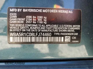 2020 BMW 3 Series 330i with VIN WBA5R1C08LFJ74460, listed as a Copart auction lot 47892805 with 28,447 mi miles and Salvage Title. Bid and sale history available at carsss.com. Image 12.