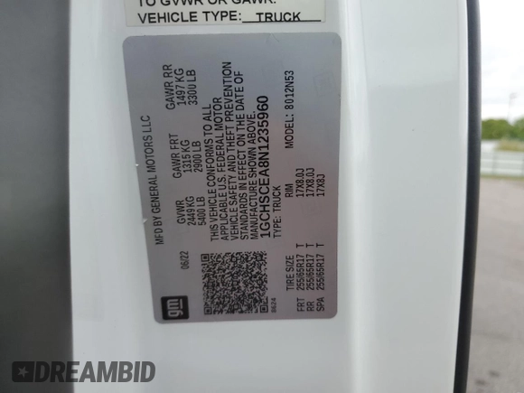 2022 Chevrolet Colorado 2WD LT with VIN 1GCHSCEA8N1235960, listed as a Copart auction lot 56734735 with 56,973 mi miles and Clean title. Bid and sale history available at DreamBid. Image 12.