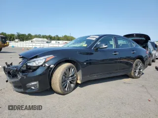 2019 Infiniti Q70 Luxe z VIN JN1BY1AR6KM585945, wystawiony jako Copart lot #42006195 z przebiegiem 38 468 mil mil oraz Szkoda całkowita • Salvage title. Historia ofert i sprzedaży dostępna na DreamBid. Obrazek 1.