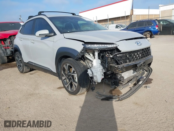 2022 Hyundai Kona Limited with VIN KM8K53A3XNU795476, listed as a IAAI auction lot 41172280 with 13,684 mi miles. Bid and sale history available at carsss.com. Image 1.