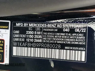 2023 Mercedes-Benz C 43 AMG with VIN W1KAF8HB9PR080028, listed as a Copart auction lot 45000615 with 12,786 mi miles and Salvage Title. Bid and sale history available at DreamBid. Image 12.