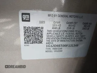 2024 Chevrolet Malibu LT with VIN 1G1ZD5ST0RF131349, listed as a IAAI auction lot 42067313 with 30,000 mi miles and . Bid and sale history available at DreamBid. Image 9.