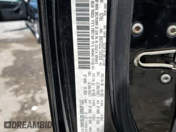 2012 Ram 2500 ST with VIN 3C6UD5CL7CG312302, listed as a Copart auction lot 54483275 with 208,116 mi miles and Salvage title. Bid and sale history available at DreamBid. Image 13.