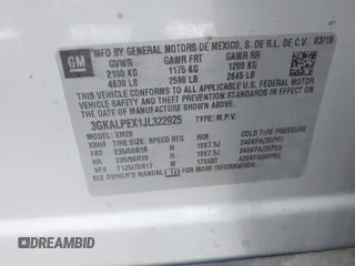 2018 GMC Terrain SLT with VIN 3GKALPEX1JL322925, listed as a IAAI auction lot 42145713 with 146,418 mi miles and . Bid and sale history available at carsss.com. Image 9.