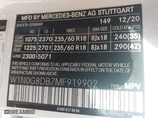 2021 Mercedes-Benz GLC with VIN W1N0G8DB7MF919902, listed as a IAAI auction lot 41577694 with 36,790 mi miles. Bid and sale history available at carsss.com. Image 9.