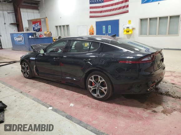 2018 Kia Stinger GT2 with VIN KNAE55LC3J6015694, listed as a Copart auction lot 51275075 with 43,999 mi miles and Salvage Title. Bid and sale history available at carsss.com. Image 2.