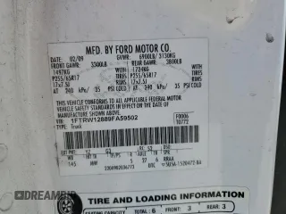 2009 Ford F-150 XL with VIN 1FTRW12889FA59502, listed as a Copart auction lot 50008105 with 89,094 mi miles and Salvage Title. Bid and sale history available at carsss.com. Image 12.