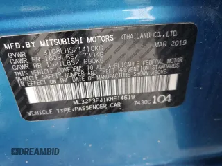 2019 Mitsubishi Mirage ES с VIN ML32F3FJ1KHF14619, выставлен на аукционе Copart как лот 58994695 с пробегом 47 429 миль миль и Списание • Salvage title. История ставок и продаж доступна на DreamBid. Изображение 12.