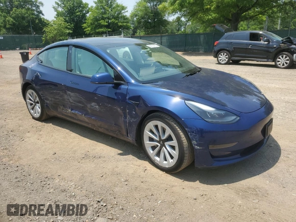 2023 Tesla Model 3 with VIN 5YJ3E1EAXPF419636, listed as a Copart auction lot 59754495 with 14,407 mi miles and Salvage title. Bid and sale history available at DreamBid. Image 4.