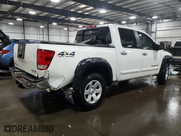 2005 Nissan Titan SE with VIN 1N6BA07B75N528932, listed as a Copart auction lot 45791535 with 196,100 mi miles and Salvage Title. Bid and sale history available at DreamBid. Image 3.