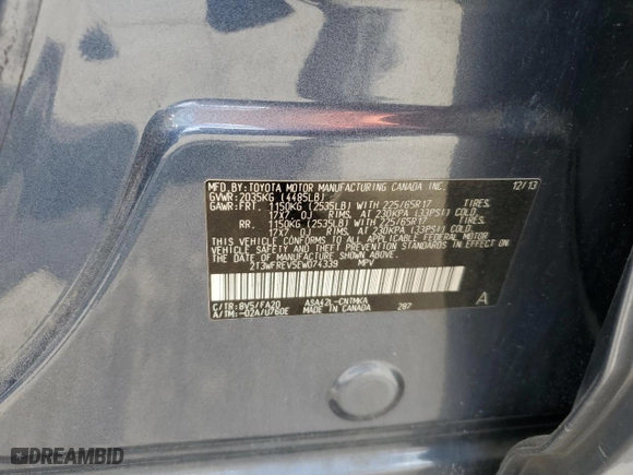 2014 Toyota RAV4 XLE with VIN 2T3WFREV5EW074339, listed as a Copart auction lot 53838435 with 132,836 mi miles and Salvage Title. Bid and sale history available at carsss.com. Image 13.
