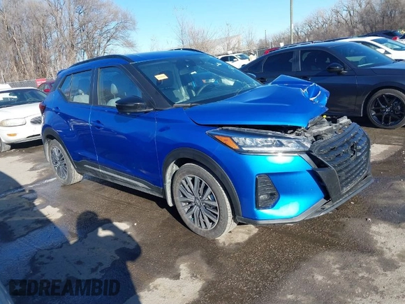 2024 Nissan Kicks SR with VIN 3N1CP5DV3RL495793, listed as a IAAI auction lot 41077823 with 17,252 mi miles and . Bid and sale history available at DreamBid. Image 1.