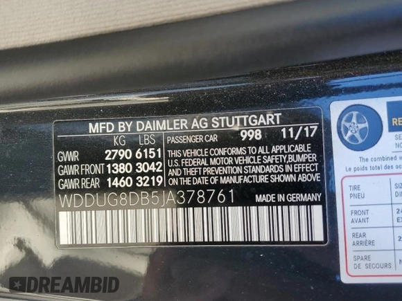 2018 Mercedes-Benz S 560 with VIN WDDUG8DB5JA378761, listed as a Copart auction lot 46141835 with 51,135 mi miles and Salvage Title. Bid and sale history available at carsss.com. Image 14.
