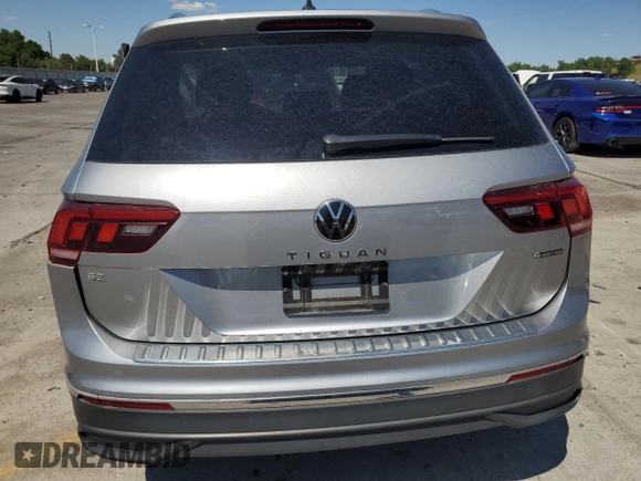 2022 Volkswagen Tiguan SE with VIN 3VV2B7AX9NM099219, listed as a Copart auction lot 63124545 with 39,860 mi miles and Salvage title. Bid and sale history available at DreamBid. Image 6.