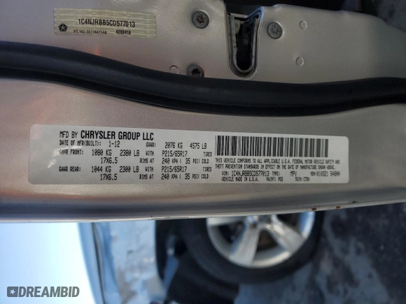 2012 Jeep Patriot Sport with VIN 1C4NJRBB5CD577013, listed as a Copart auction lot 83734474 with 107,357 mi miles and Salvage Title. Bid and sale history available at carsss.com. Image 15.