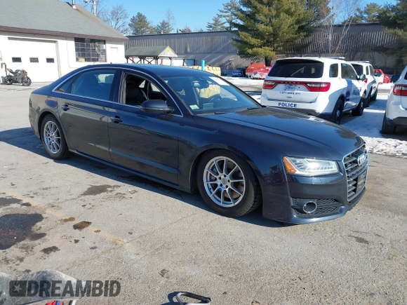 2017 Audi A8 L Sport with VIN WAU43AFDXHN003685, listed as a IAAI auction lot 41264314 with 114,828 mi miles. Bid and sale history available at carsss.com. Image 1.