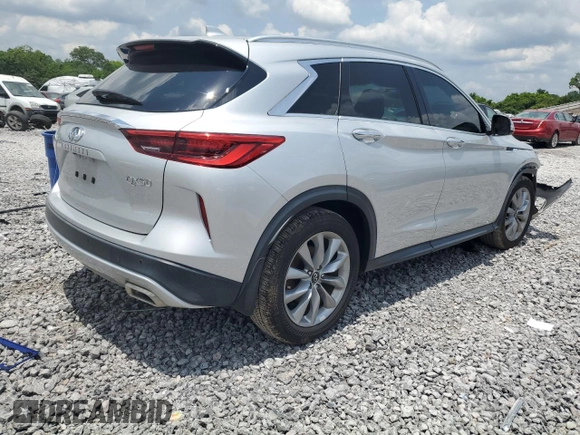 2020 Infiniti QX50 Luxe with VIN 3PCAJ5M14LF100495, listed as a Copart auction lot 60150975 with 33,729 mi miles and Non repairable. Bid and sale history available at DreamBid. Image 3.