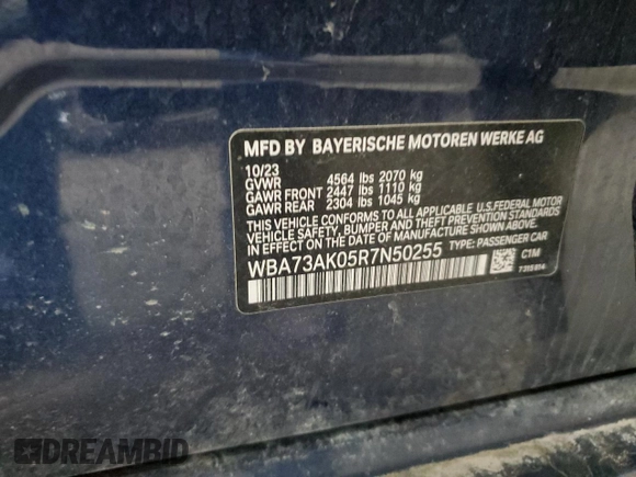 2024 BMW 2 Series 228i xDrive with VIN WBA73AK05R7N50255, listed as a Copart auction lot 49283875 with 32,884 mi miles and Clean title. Bid and sale history available at DreamBid. Image 12.
