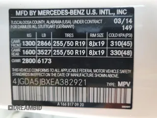 2014 Mercedes-Benz M 350 with VIN 4JGDA5JBXEA382921, listed as a Copart auction lot 45606495 with 135,987 mi miles and Salvage Title. Bid and sale history available at DreamBid. Image 13.