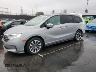 2021 Honda Odyssey EX-L with VIN 5FNRL6H74MB010119, listed as a Copart auction lot 44218835 with 39,350 mi miles and Salvage Title. Bid and sale history available at DreamBid. Image 1.