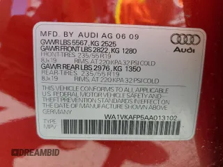 2010 Audi Q5 Prestige with VIN WA1VKAFP5AA013102, listed as a Copart auction lot 59049445 with 138,908 mi miles and Clean title. Bid and sale history available at DreamBid. Image 13.