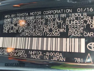 2016 Toyota Prius One with VIN JTDKDTB34G1122385, listed as a IAAI auction lot 41710563 with 48,275 mi miles and . Bid and sale history available at DreamBid. Image 9.