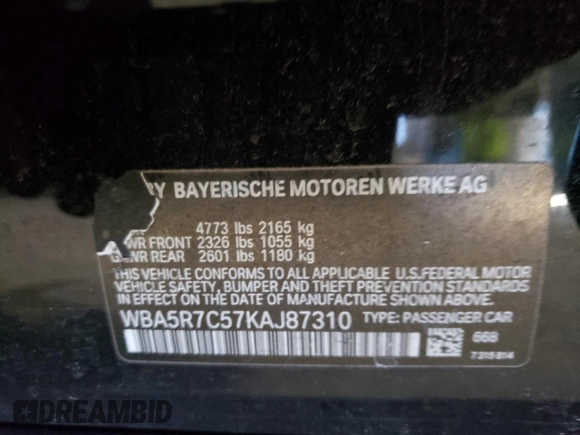 2019 BMW 3 Series 330i xDrive with VIN WBA5R7C57KAJ87310, listed as a Copart auction lot 42261105 with 0 mi miles and Salvage Title. Bid and sale history available at carsss.com. Image 14.