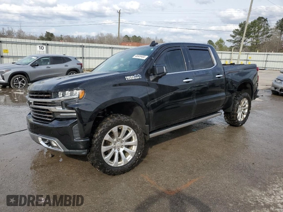 2019 Chevrolet Silverado 1500 High Country with VIN 1GCUYHEL9KZ267244, listed as a Copart auction lot 46989495 with 93,018 mi miles and Salvage Title. Bid and sale history available at carsss.com. Image 1.