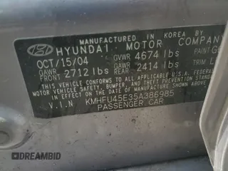 2005 Hyundai XG350 with VIN KMHFU45E35A386985, listed as a Copart auction lot 64235224 with 41,970 mi miles and Salvage Title. Bid and sale history available at carsss.com. Image 12.