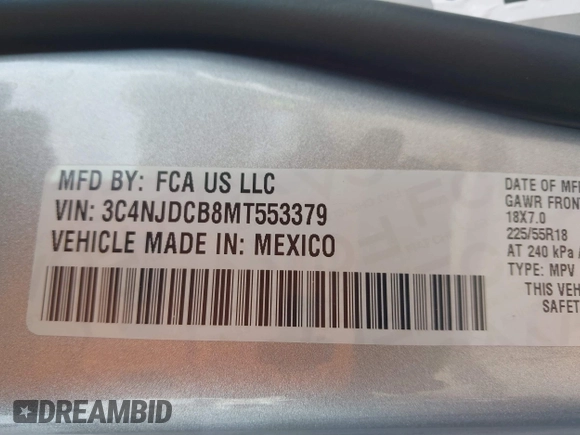 2021 Jeep Compass Limited с VIN 3C4NJDCB8MT553379, выставлен на аукционе IAAI как лот 41981662 с пробегом 83 361 миль миль и . История ставок и продаж доступна на DreamBid. Изображение 9.