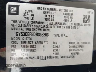 2013 Cadillac Escalade Premium z VIN 1GYS3CEF5DR358253, wystawiony jako IAAI lot #42332393 z przebiegiem 142 118 mil mil oraz . Historia ofert i sprzedaży dostępna na DreamBid. Obrazek 9.