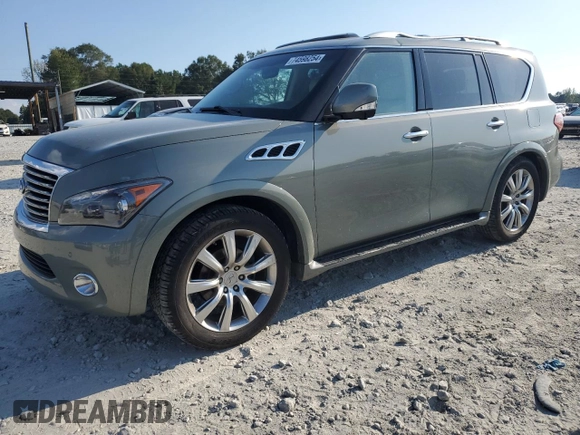 2011 Infiniti QX56 7-passenger with VIN JN8AZ2NE8B9006786, listed as a Copart auction lot 74598254 with 164,074 mi miles and Salvage Title. Bid and sale history available at carsss.com. Image 1.