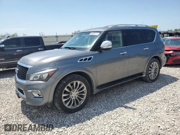 2015 Infiniti QX80 with VIN JN8AZ2NE5F9086764, listed as a Copart auction lot 65805134 with 154,333 mi miles and Salvage Title. Bid and sale history available at carsss.com. Image 1.
