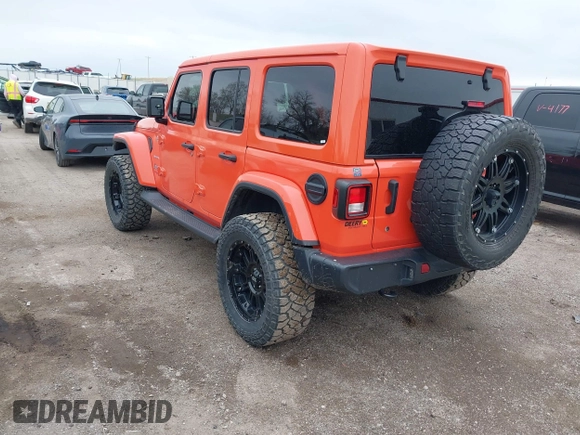 2020 Jeep Wrangler Unlimited Sahara with VIN 1C4HJXENXLW231194, listed as a IAAI auction lot 42083147 with 34,166 mi miles. Bid and sale history available at carsss.com. Image 3.