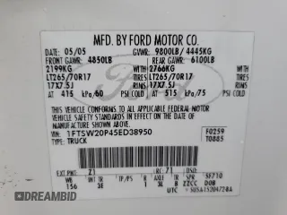 2005 Ford F-250 XL with VIN 1FTSW20P45ED38950, listed as a Copart auction lot 85577784 with 171,165 mi miles and Salvage Title. Bid and sale history available at DreamBid. Image 12.