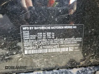 2019 BMW 3 Series 330i with VIN 3MW5R1J57K8B02431, listed as a Copart auction lot 47676085 with 0 mi miles and Salvage Title. Bid and sale history available at carsss.com. Image 12.
