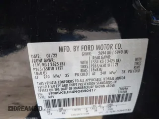 2022 Ford Explorer Timberline z VIN 1FMSK8JH4NGB90417, wystawiony jako IAAI lot #41887072 z przebiegiem 38 355 mil mil oraz . Historia ofert i sprzedaży dostępna na DreamBid. Obrazek 9.