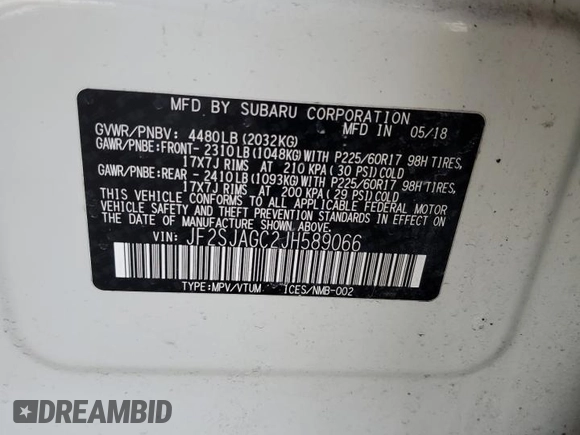 2018 Subaru Forester Premium with VIN JF2SJAGC2JH589066, listed as a Copart auction lot 50199865 with 116,055 mi miles and Salvage Title. Bid and sale history available at carsss.com. Image 15.